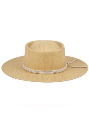 Angela & William Wide Brim Straw Sun Hat with Twisted Rope Band - Natural